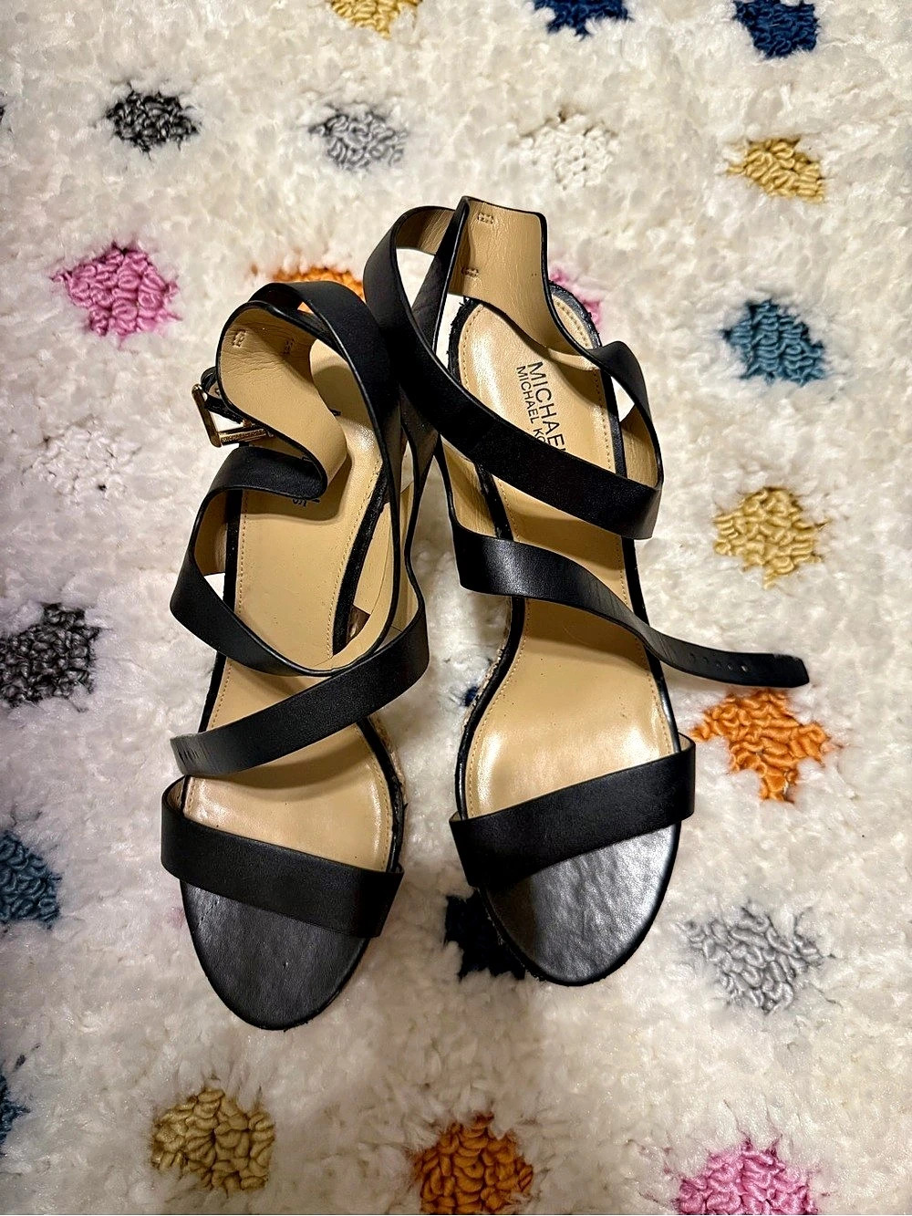 Michael Kors Richie Platform Espadrille Sandal Black Wedges